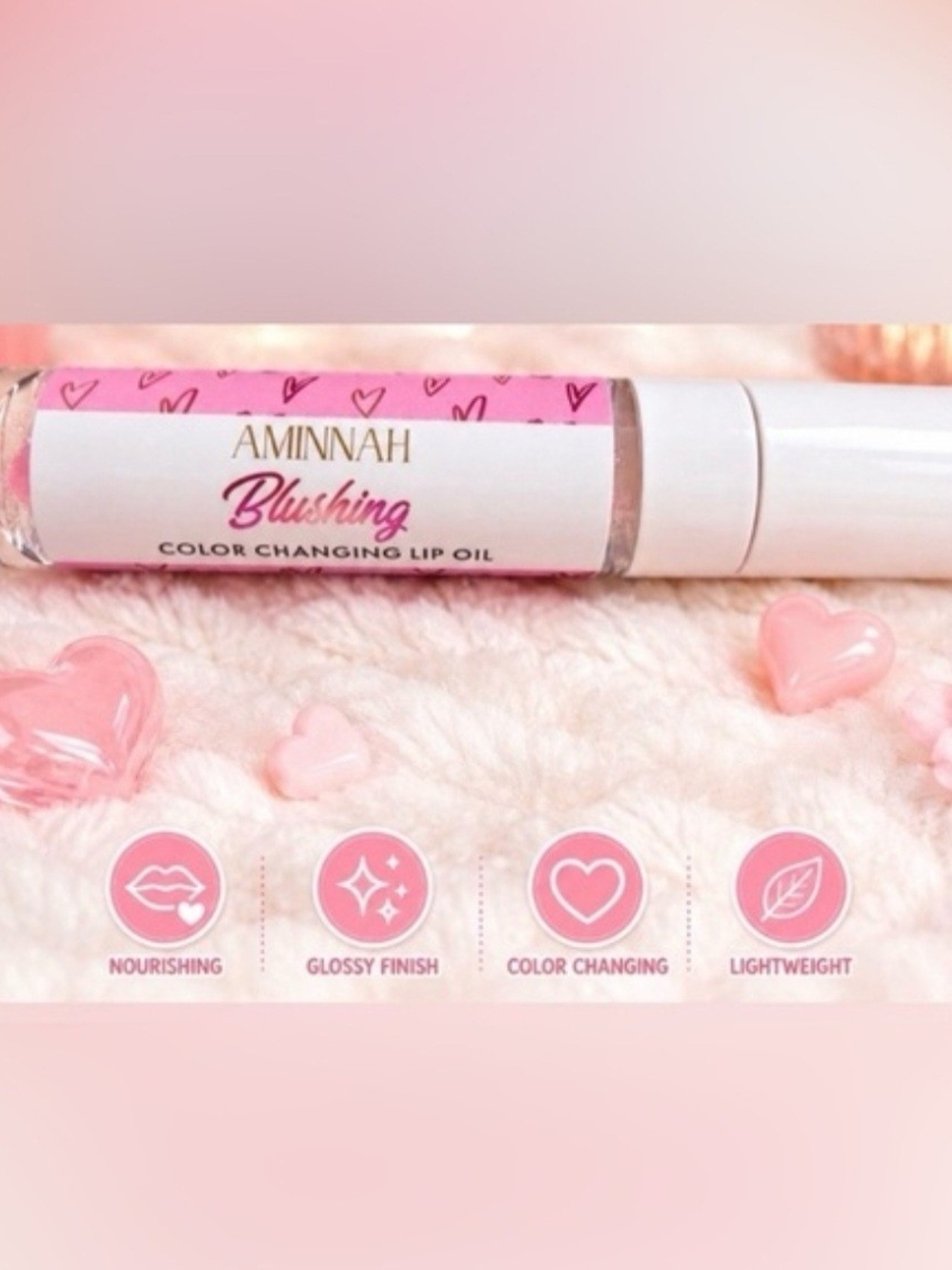 Aminnah "Blushing" Color Changing Lip Oil — Pink